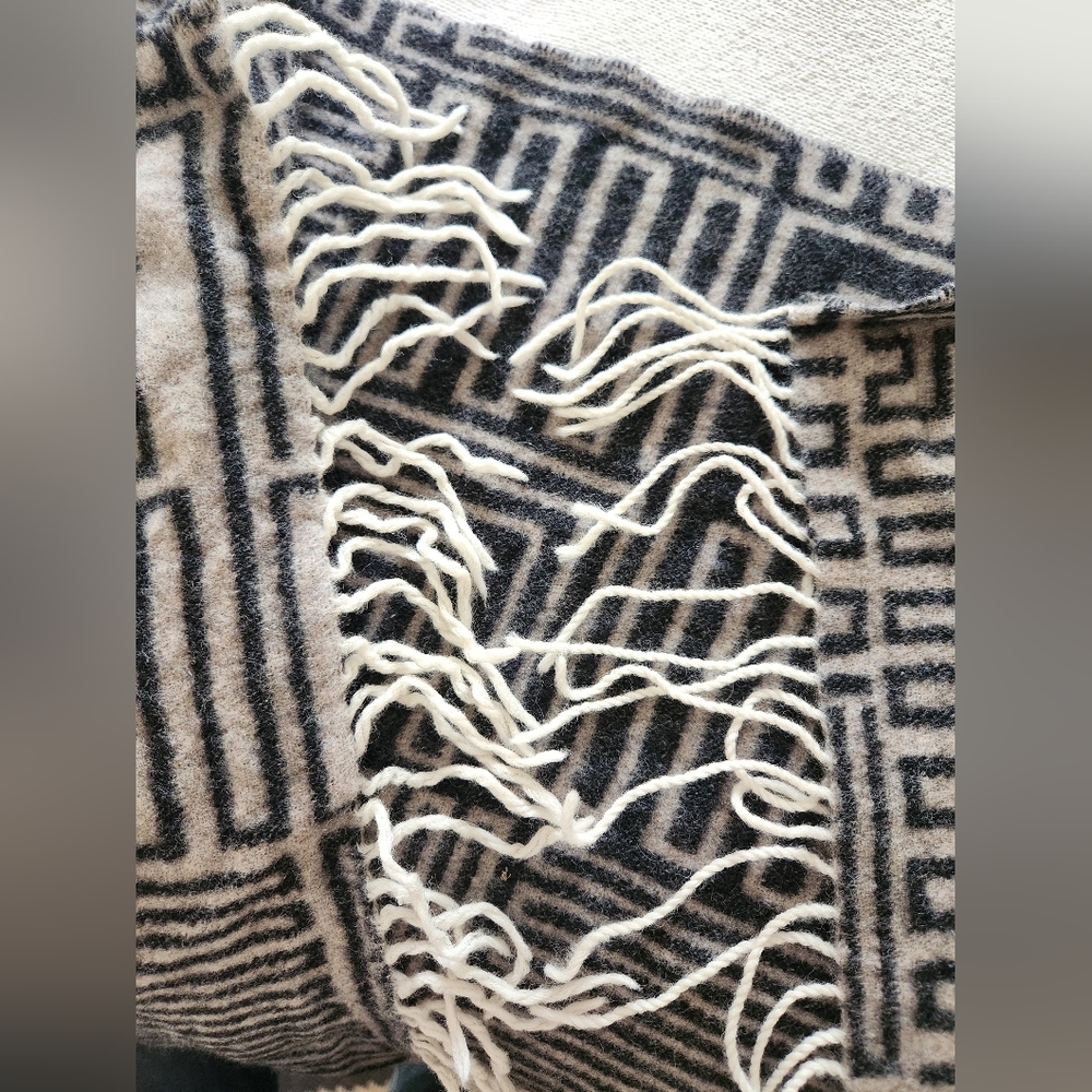 FRAME Brand Virgin Wool + Cashmere Blanket Throw Fringed Soft Designer Italy - Picture 2 of 12